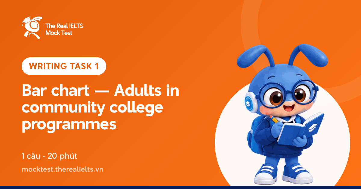 Đề luyện IELTS Writing Task 1 – Bar chart — Adults in community college programmes | The Real IELTS Mock Test